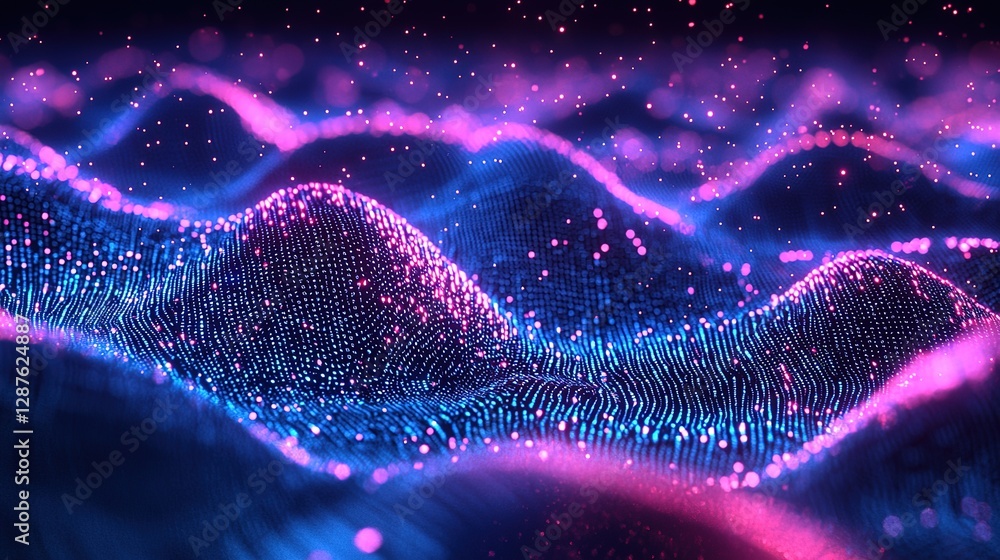 Poster data of crypto waves. 3d illustration of wavy lines in the information code field. data flow cyber c