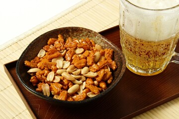 かき餅とビール