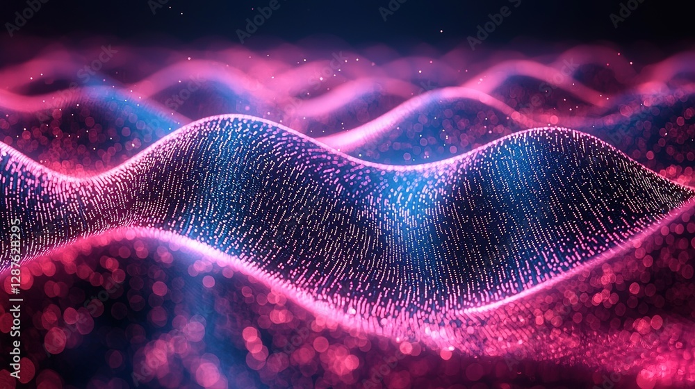 Poster data of crypto waves. 3d illustration of wavy lines in the information code field. data flow cyber c