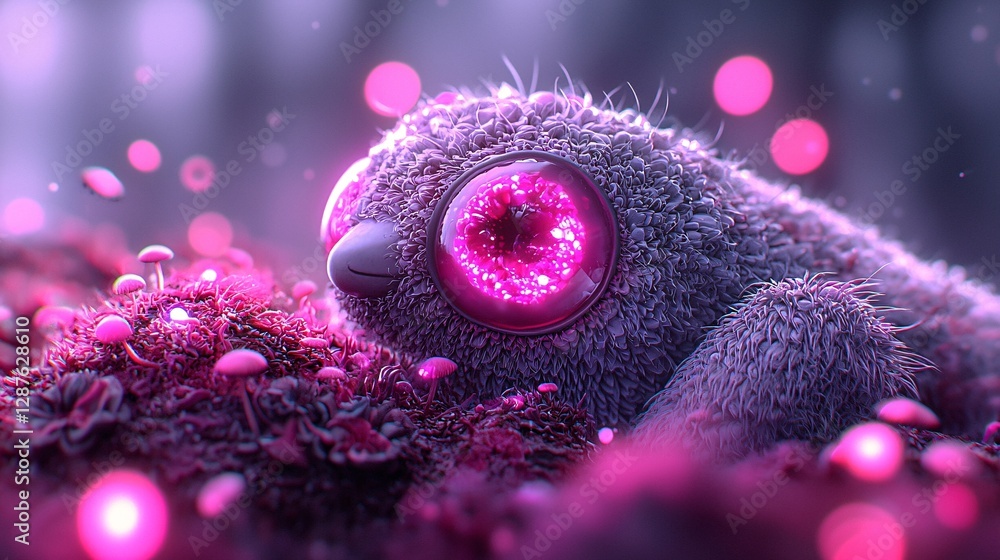 Aufkleber a futuristic astronaut exploring a glowing alien planet, the environment pulsating with bioluminesce