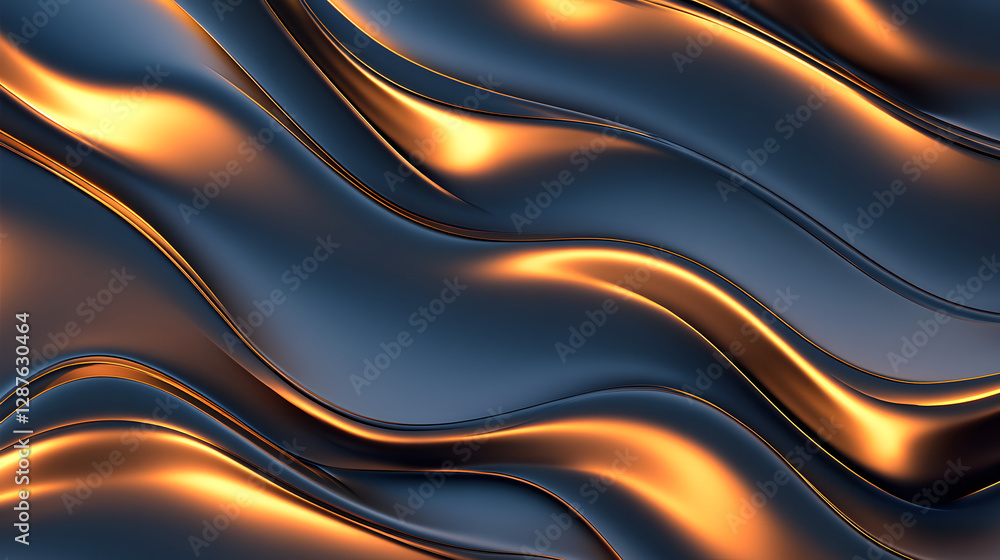 Poster bright gold and blue abstract background with smooth texture and reflective surface for design purpo