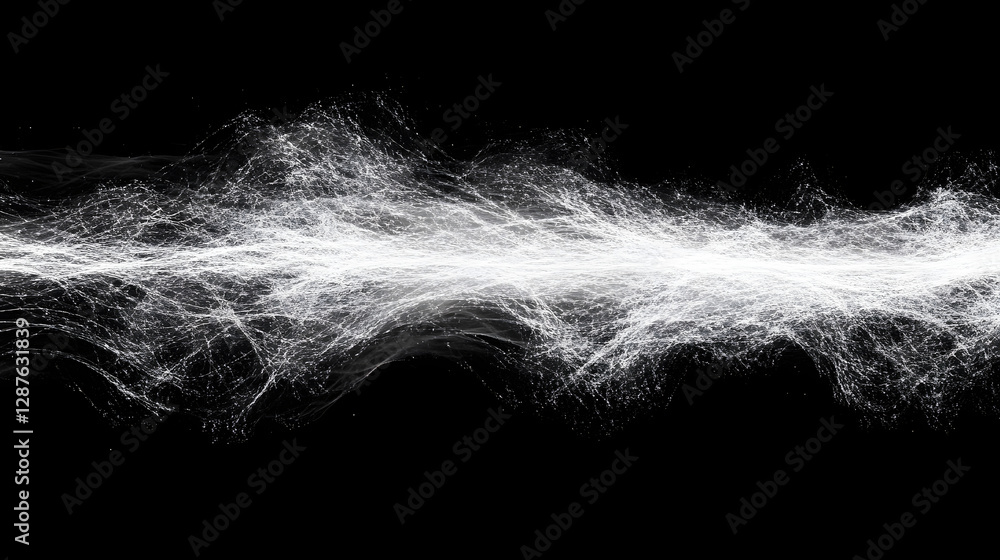 Poster white and black background with a horizontal line of light creating a minimalist design