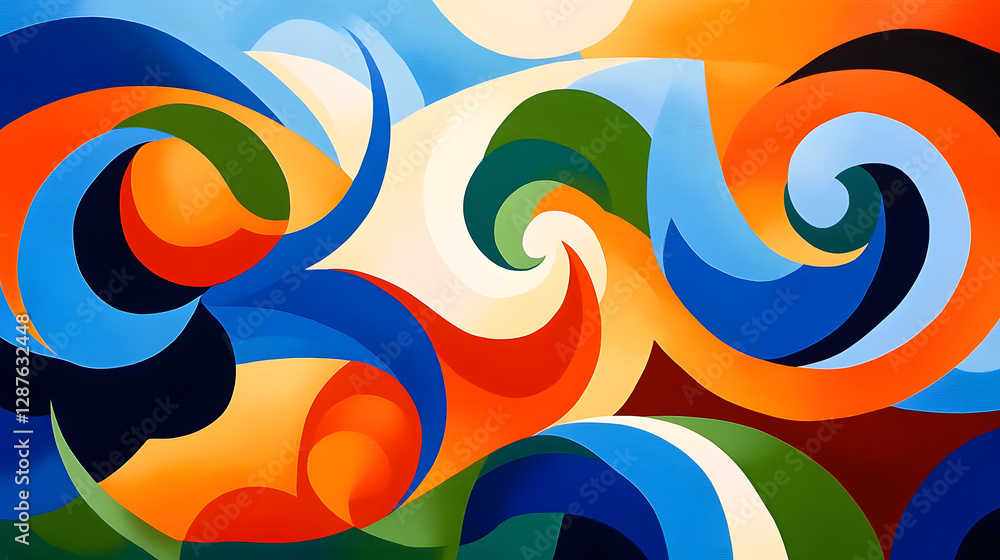 Aufkleber painting of a colorful swirl pattern with vibrant colors and abstract design elements