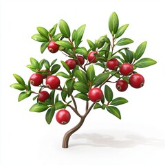 Cranberry bush isolated on white background