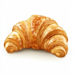 Fototapeta premium Croissant with golden crust isolated on white background