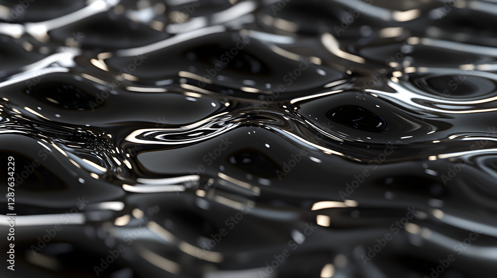 Poster close up of textured black and white surface with abstract patterns and details
