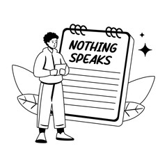 A glyph illustration of a character with an empty mind 