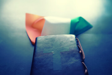 St. patrick's day background. Four-leaf clover symbol of good luck. Religious Christian Irish...