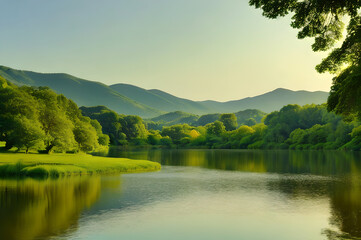 穏やかな湖畔の夏
