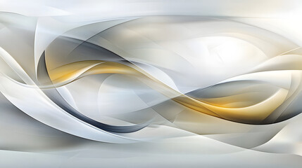 Fototapeta premium Abstract background design featuring white and gold curves flowing together in a smooth composition