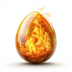 Easter egg made of burning fire isolated on white background