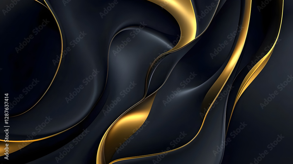 Poster black and gold abstract background with fluid patterns and textures for modern design projects