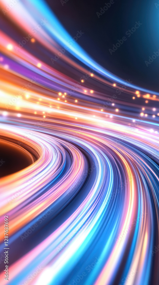 Poster dynamic light trails create mesmerizing time warp effect, showcasing vibrant colors and motion