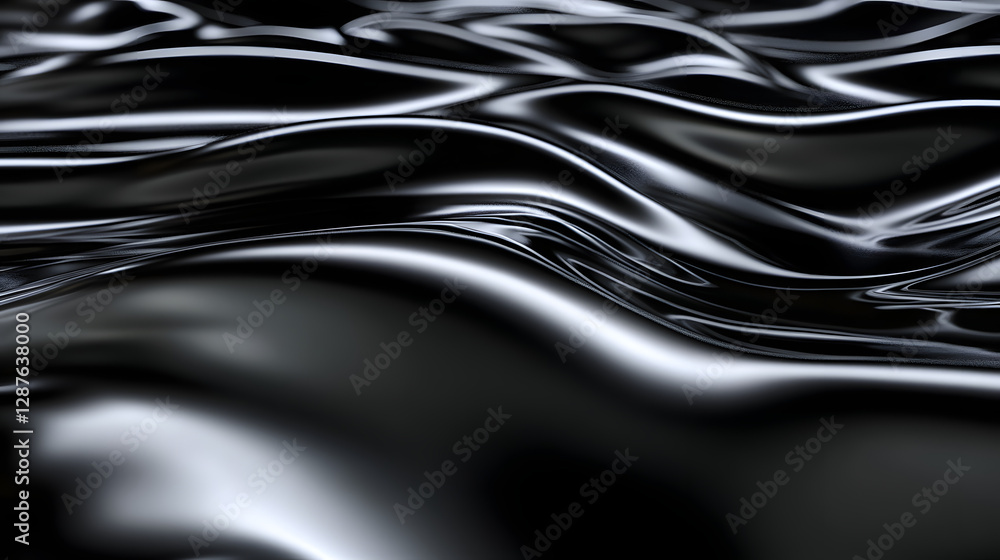 Poster black and white background featuring abstract wavy lines creating a dynamic visual texture and patte