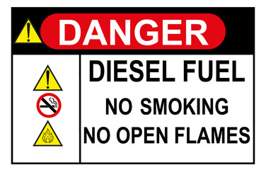 Fototapeta premium danger warning sign,Flammable material diesel fuel sign