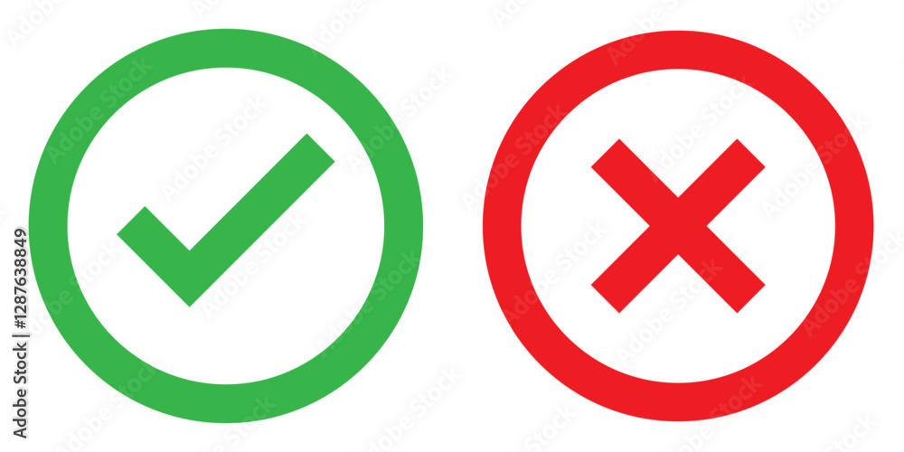 Canvas Prints hand drawn checklist symbols. green check mark and red cross mark vector icons.