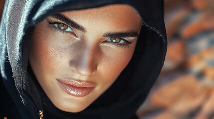 Naklejka premium Portrait of a Young Woman in a Black Hijab