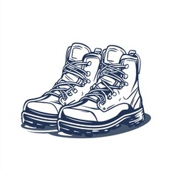 Hiking boots illustration on white background