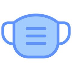 Medical Mask Outline Blue Color Icon