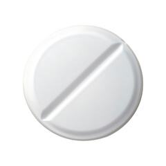 white single round tablet on a transparent background,scored line,pharmaceutical medicine tablet,flat round pill macro, pharmacy concept