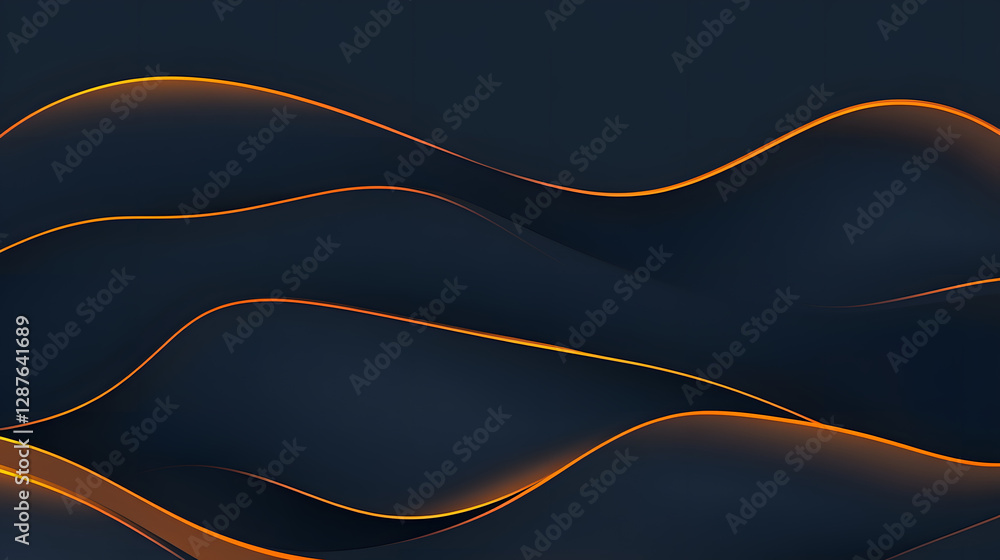Poster dark background featuring glowing orange lines creating abstract artistic design