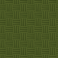 Green Rattan seamless pattern. Texture of the weave. Vector illustration. 