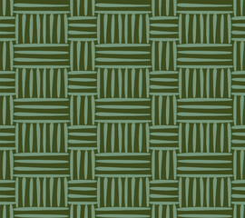 Green Rattan seamless pattern. Texture of the weave. Vector illustration. 