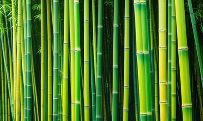 Fototapeta premium Vibrant green bamboo forest capturing natural serenity and tranquility