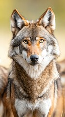 Fototapeta premium Rewilding Trends A majestic wolf pack roaming freely in a rewilded grassland, showing the success of modern conservation efforts