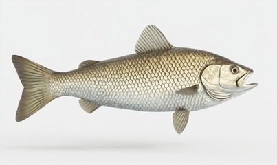 Fototapeta premium Asp fish swimming on white background, ideal for educational or nature projects