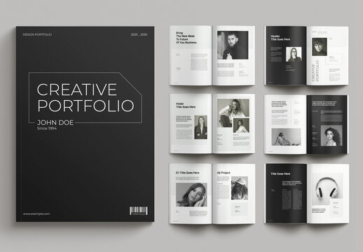 Personal and Agency Portfolio Layout with Black White