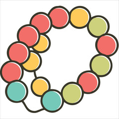 Colorful Beads Connected in Circular Design on Black Background Graphic