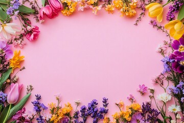 A whimsical floral arrangement featuring vibrant wildflowers, perfect for wedding invitations or romantic designs for Valentine's Day, Mother's Day, and Women's Day.