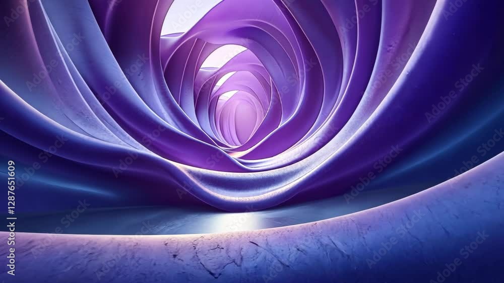 Poster mesmerizing purple swirls in motion create an enchanting abstract tunnel journey