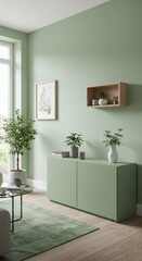 Fototapeta premium Minimalist Living Space with a Green Touch