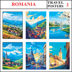 Romania Transylvania Transylvania Bucharest Travel Poster Wall Art Print Collection Set Part 2