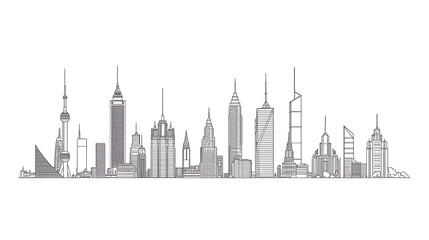 Fototapeta premium Minimalist City Skyline Line Art