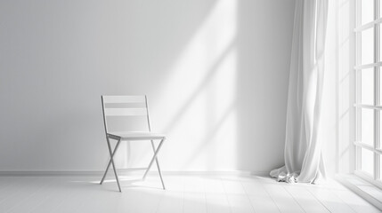 Elegant Beige Interior with Warm Sunlight Casting Shadows on a Stylish Dried Plant Decor