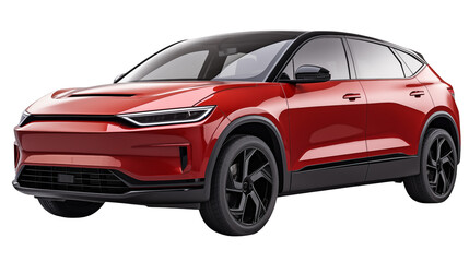 Fototapeta premium Red Electric SUV Modern Car Design Clean Energy Vehicle Eco Friendly Transportation Luxury Electric Crossover