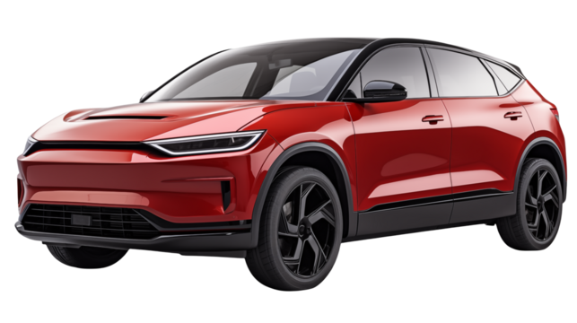 Red Electric SUV Modern Car Design Clean Energy Vehicle Eco Friendly Transportation Luxury Electric Crossover