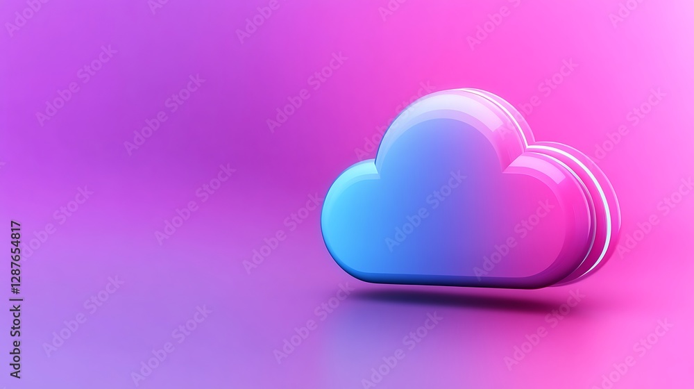 Poster colorful abstract cloud shape on gradient background, symbolic of data storage and digital concepts
