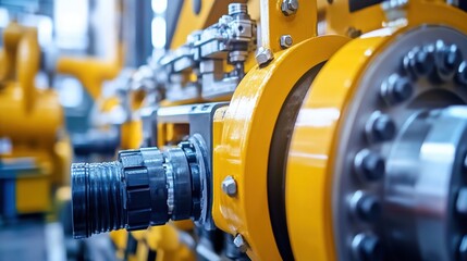 Industrial Machinery Component with Bright Yellow and Steel Details