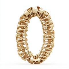 Obraz premium Number 0 made of detailed human bones with realistic texture isolated on a clean white background