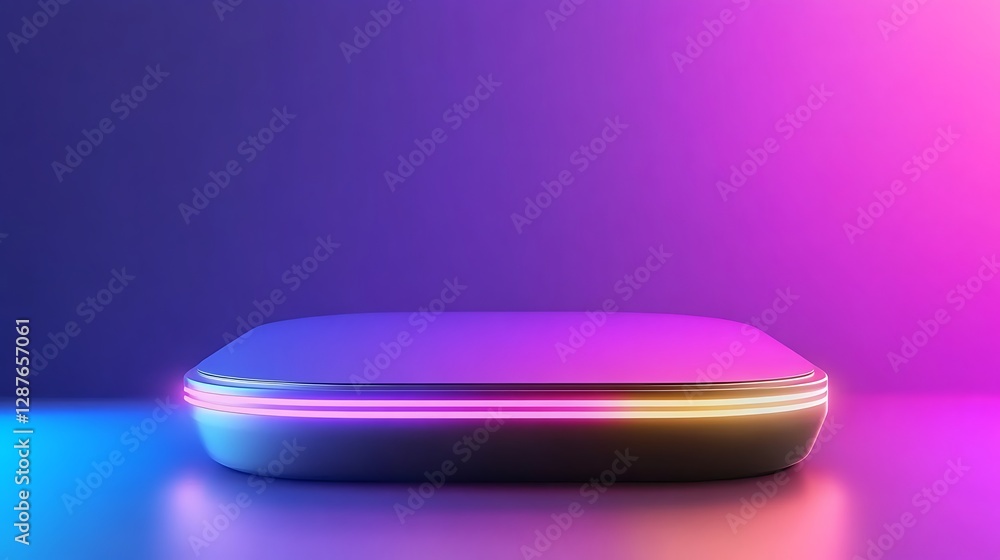 Aufkleber illuminated modern surface showcase for product display with vibrant color transitions in digital sp
