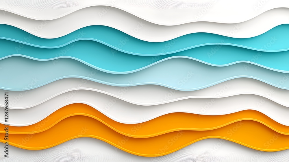 Poster colorful abstract layers of wavy paper design with soft lines and smooth textures for modern backgro