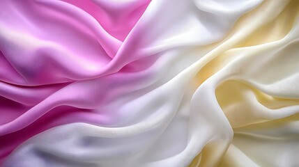 Obraz premium Soft and Flowing Textiles in Pink, White, and Yellow for Elegant Background or Design Use