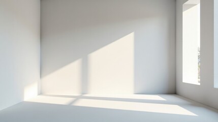 Fototapeta premium Sunlit Empty Room Interior Design Mockup Blank Walls and Window Light for Creative Projects