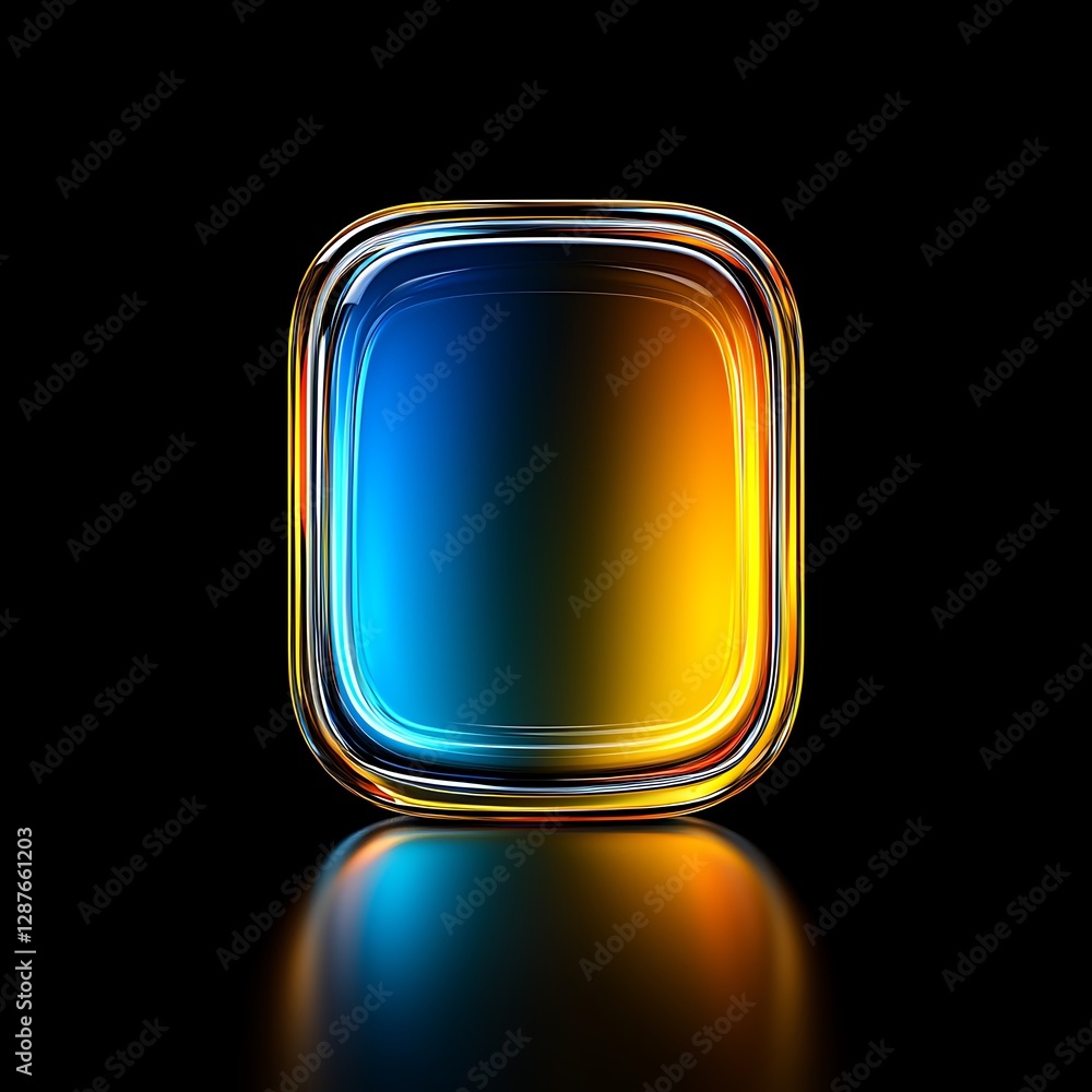 Poster colorful abstract glass shape illuminated by soft lighting against a dark background creating a sere