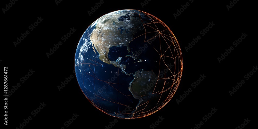 Poster abstract 3d rendering of earth futuristic technology