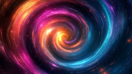 Fototapeta premium A swirling gradient vortex glowing brightly, vibrant neon colors like teal and magenta forming dynamic spirals, abstract representation of economic data flow, intricate lines and radiant edges,